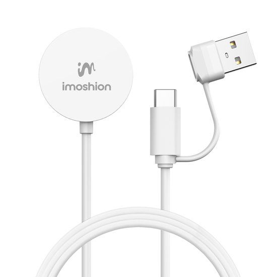 iMoshion Draadloze Oplader voor Apple Watch - 2-in-1 USB-A & USB-C - Wit