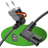conecto Netsnoer Euro 90° stekker naar C7 bus IEC 90° Euro stroomkabel voor huishoudelijke apparaten 1,00m zwart
