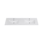 Saniclass Vygo Meubelwastafel - 161.5x46x2cm - overloop - 2 wasbakken - 2 kraangaten - keramiek - glans wit 9160E_2f
