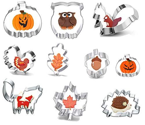 HIQE-FL Herfstuitsteker, pompoen met gezicht, roestvrij stalen uitsteekvormen set voor kinderen, Thanksgiving (A)
