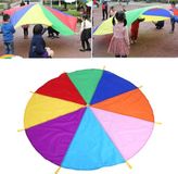 Parachute de jeu d'équipe d'extérieur arc-en-ciel pour enfants - 8 poignées - Diamètre 2 m - Jouet multicolore