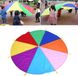 Parachute de jeu d'équipe d'extérieur arc-en-ciel pour enfants - 8 poignées - Diamètre 2 m - Jouet multicolore