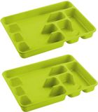 Hega hogar Bestekbak/bestekhouders 6-vaks lime groen - 40 x 30 x 5 cm - Keuken opberg accessoires