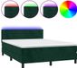 vidaXL Boxspring met matras en LED fluweel donkergroen 140x200 cm