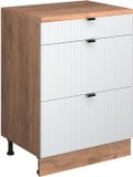 Vicco Keukenkast voor schuine wand R-Line, Witte golf, 60 cm zonder schuine kant met 3 lades