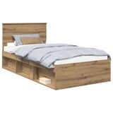 vidaXL Bedframe Artisanaal eiken Massief grenenhout 100 x 200 cm