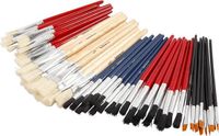Creativ Company Kwastenset | YellowLine kwasten | Verfkwasten set | Verniskwasten, ronde kwasten en aquarelkwasten | 60 stuks
