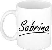 Bellatio Decorations Sabrina Naam koffiemok - beker - met sierlijke letters - wit