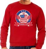 Bellatio Decorations Rood USA drinking team sweater rood heren - Amerika kleding XXL