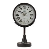 Lily's Home Antiek geïnspireerde decoratieve mantelklok met grote Romeinse cijfers, stil, niet-tikkend met kwartsuurwerk, past bij Victoriaans of antiek decorthema, zwart
