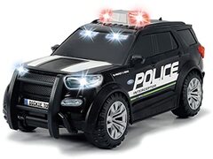 Dickie Toys 203714018 Ford Police Interceptor, politieauto, vrijloop, speelgoedauto, licht en geluid, 25 cm, schaal 1:18, Amerikaanse versie, voor kinderen vanaf 3 jaar