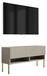 3xE living meuble TV avec façade nervurée, revêtement cachemire et pieds droits dorés