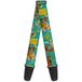 Buckle-Down GS-WSD006 Gitaarband – Scooby Doo & Snacks/Botten Monogram Blues, 5,1 cm breed & 73,7-137,2 cm lengte