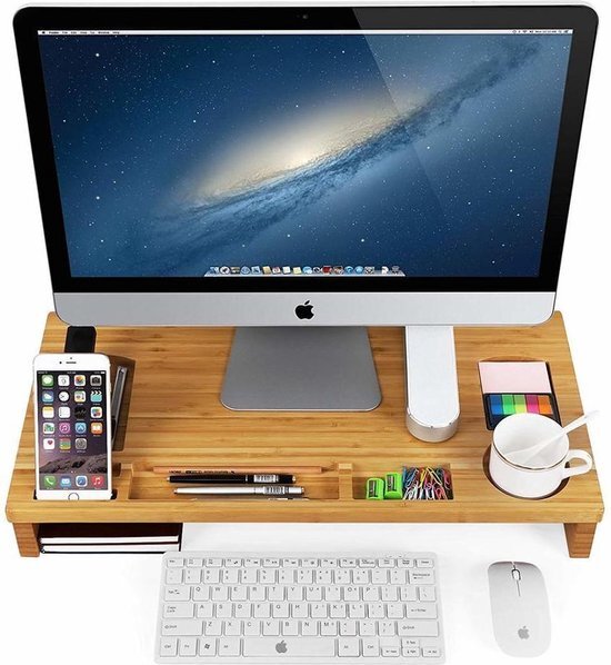 Songmics Bamboe Laptoptafel - Met Opbergruimte - Notebook Standaard - Bedtafel