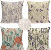 Merkloos Kussenslopen Set - Waterdicht Linnen - 45 x 45 cm - Bloemenprint