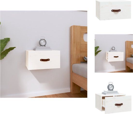 vidaXL Nachtkastje wandgemonteerd 40x29,5x22 cm wit