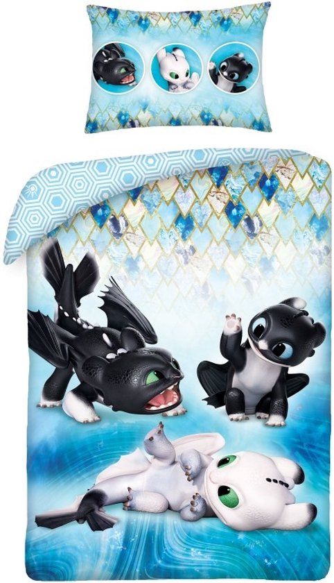 How to Train your Dragon Baby Bedding Set - Baby Dragon Playtime - 100x135 cm - Cotton - Blue