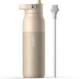 BRITA LARQ Essential drinkfles met rietje - Beige - 1 liter - RVS waterfles