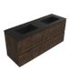 Saniclass Badkamermeubelset - 140x45x62cm - Vygo keramische wastafel zwart - 2 wasbakken - 2 kraangaten - 4 lades - mat eiken charcoal (hout) SW1420811/SW773922