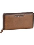 Bugatti Perfo Portefeuille pour femme en cuir, avec fermeture éclair, grande capacité, marron