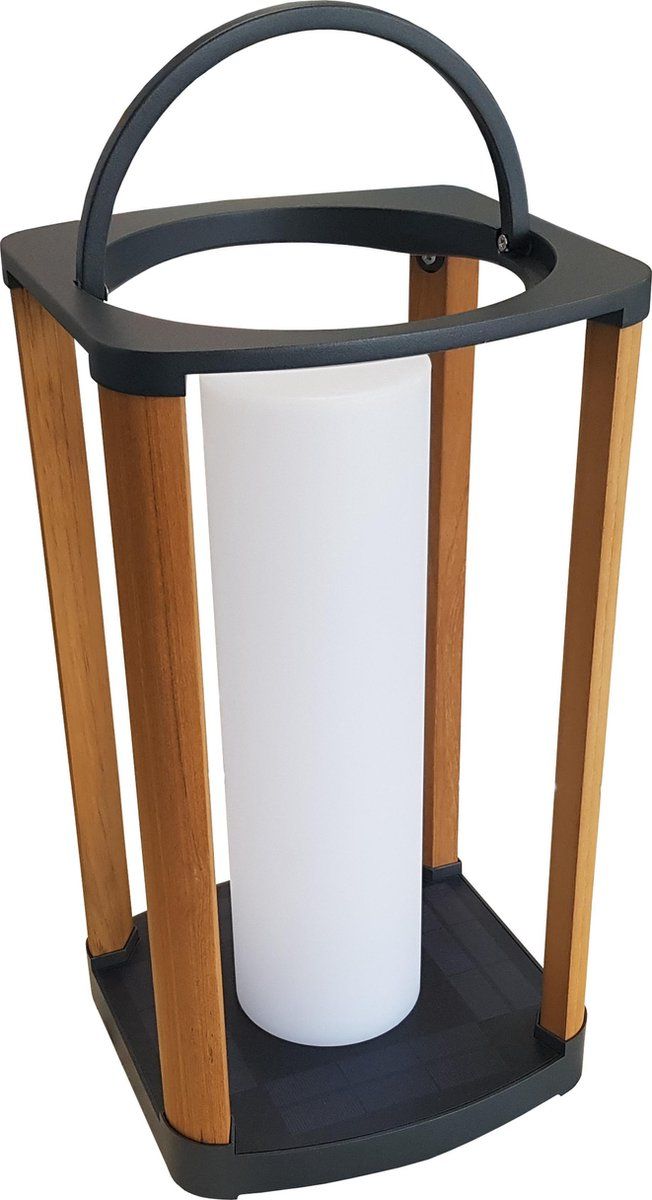 Higold Aurora Lantaarn LED Light Solar Large Donkergrijs met Teak