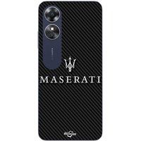 Maniacase Etui Oppo A17 MASERTATI WIT CARBON ACHTERGROND