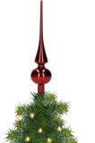 Merkloos / Sans marque Decoris Kerstboom piek - Donkerrood - 26 cm - Glas - Glanzend