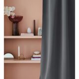 ROOM99 Laurel Verduisteringsgordijn met ogen, 140 x 280 cm (b x h), schuifgordijn, ondoorzichtig, voor woonkamer, slaapkamer, donkergrijs