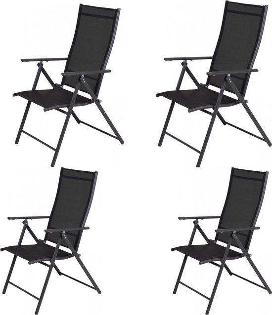 Pro Garden Vouwstoel/Klapstoel/Tuinstoel/Campingstoel - 4 STUKS - Antraciet