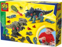 SES Creative 14291 Dino Schroefconstructies - Creatieve Bouwset voor Kinderen vanaf 5 Jaar - Bouw een T-Rex en Triceratops met schroeven en onderdelen - Stimuleert probleemoplossend denken