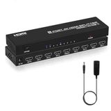 TCNEWCL 4K HDMI Splitter 1 in 8 Out, 1x8 HDMI Splitter Audio Video Splitter met AC-adapter, ondersteunt 3D, HDCP, compatibiliteit met HDTV, Xbox, PS4, Blue-Ray Player, projector