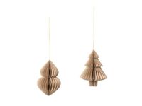 Broste Copenhagen Christmas Mix papieren hanger natuurlijk bruin, set bestaande uit 2 hangers, 70090503