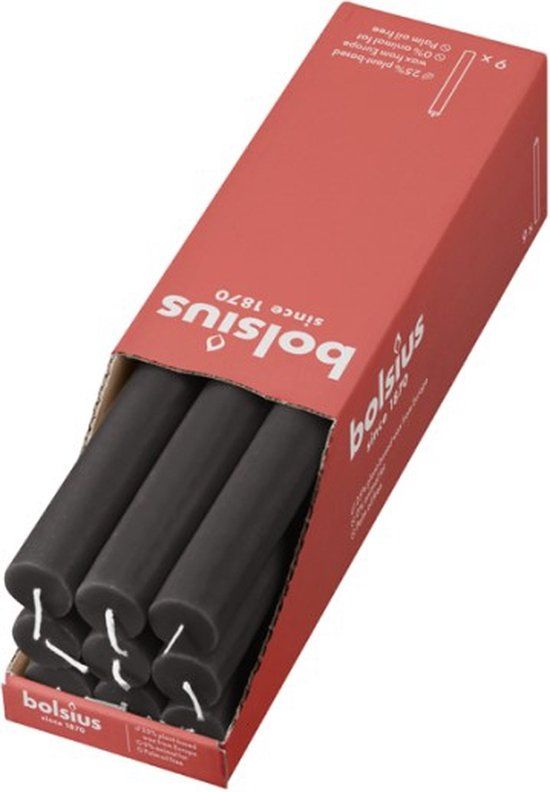 Bolsius Dinerkaars Rustiek Stormy Grey 27 cm - 9 Stuks