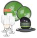 Merkloos Melamine Campingservies Set voor 4 Personen Stone Green