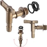 KADAX Aftapkraan voor regenton, 3/4 inch kraan van kunststof, tapkraan met afdichting en borgmoer afdichtband, kraan voor waterreservoir (goud, 86 mm)