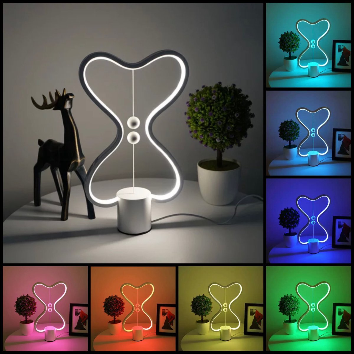 AVA RGB-Balance lamp met magnetische schakelaar - Nachtlamp - RGB - 7 verschillende kleuren - Balancelamp - Kamerlamp - Bureaulamp - Kamerdecoratie - Balanslamp