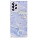 Samsung Galaxy A72 Marbre bleu Verstevigd hoesje met sublimatie bedrukking
