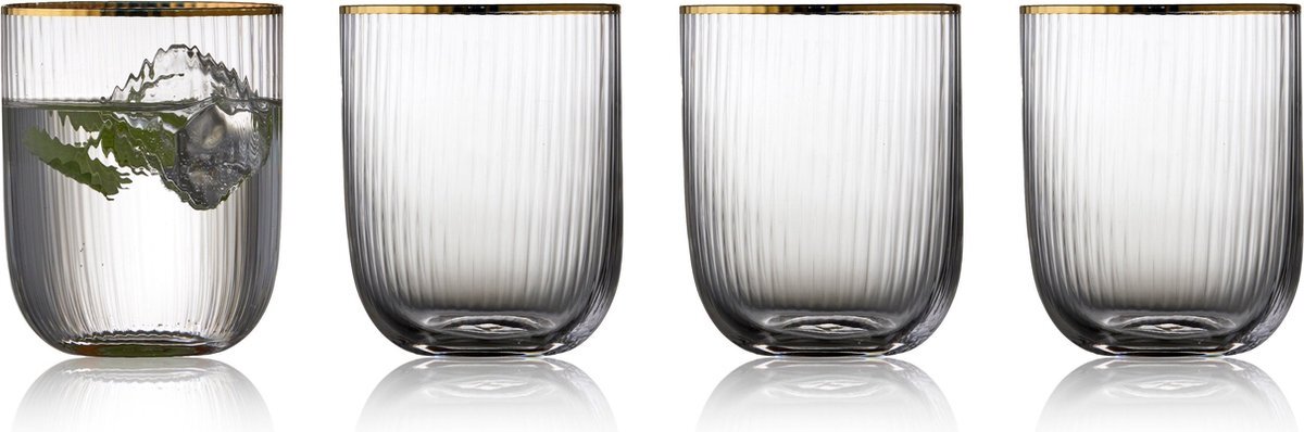 Lyngby Glas - Waterglazen Palermo gold rim (set van 4) - Waterglazen