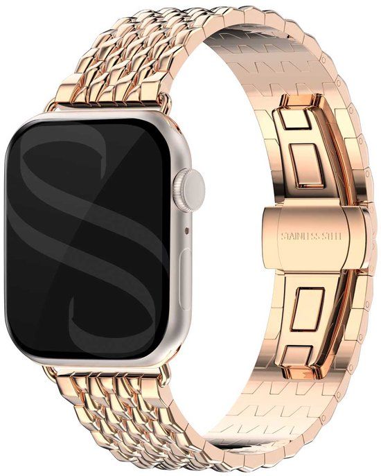 Selencia Stalen draak bandje - Rosé goud - Geschikt voor Apple Watch 38/40/41/42 mm