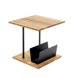 HAKU Bijzettafel massief hout eiken metaal zwarte salontafel hout sofatafel - Maat: B 45 cm x H 45 cm x D 45 cm, Stijl: Modern