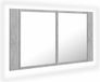 vidaXL Badkamerkast met spiegel en LED 80x12x45 cm acryl betongrijs