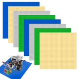 Merkloos Bouwplaten - Set van 8 - 25,5 x 25,5 cm - Groen, blauw, grijs, geel