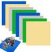 Merkloos Bouwplaten - Set van 8 - 25,5 x 25,5 cm - Groen, blauw, grijs, geel