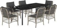 vidaXL Ensemble de jardin 7 pièces avec coussins, gris clair, polyrotin