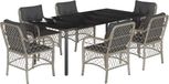 vidaXL Ensemble de jardin 7 pièces avec coussins, gris clair, polyrotin
