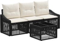 vidaXL Tuinbank - Set - 4 - st - Zwart - poly - rattan