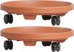 Prosperplast 2x Stuks plantenonderzetters/multirollers rond bruin kunststof 30 cm
