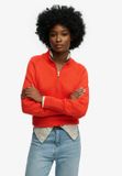 Superdry Classic Cotton Knit Trui Met Halve Rits Dames Grenadine Orange