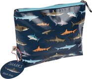 Rex London Kinder Toilettas Sharks - Blauw - Unisex - PVC - 21 x 18 cm