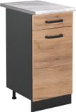 Vicco Keukenonderkast R-Line, Goudkleurig Eiken/Antraciet, 40 cm marmer werkblad